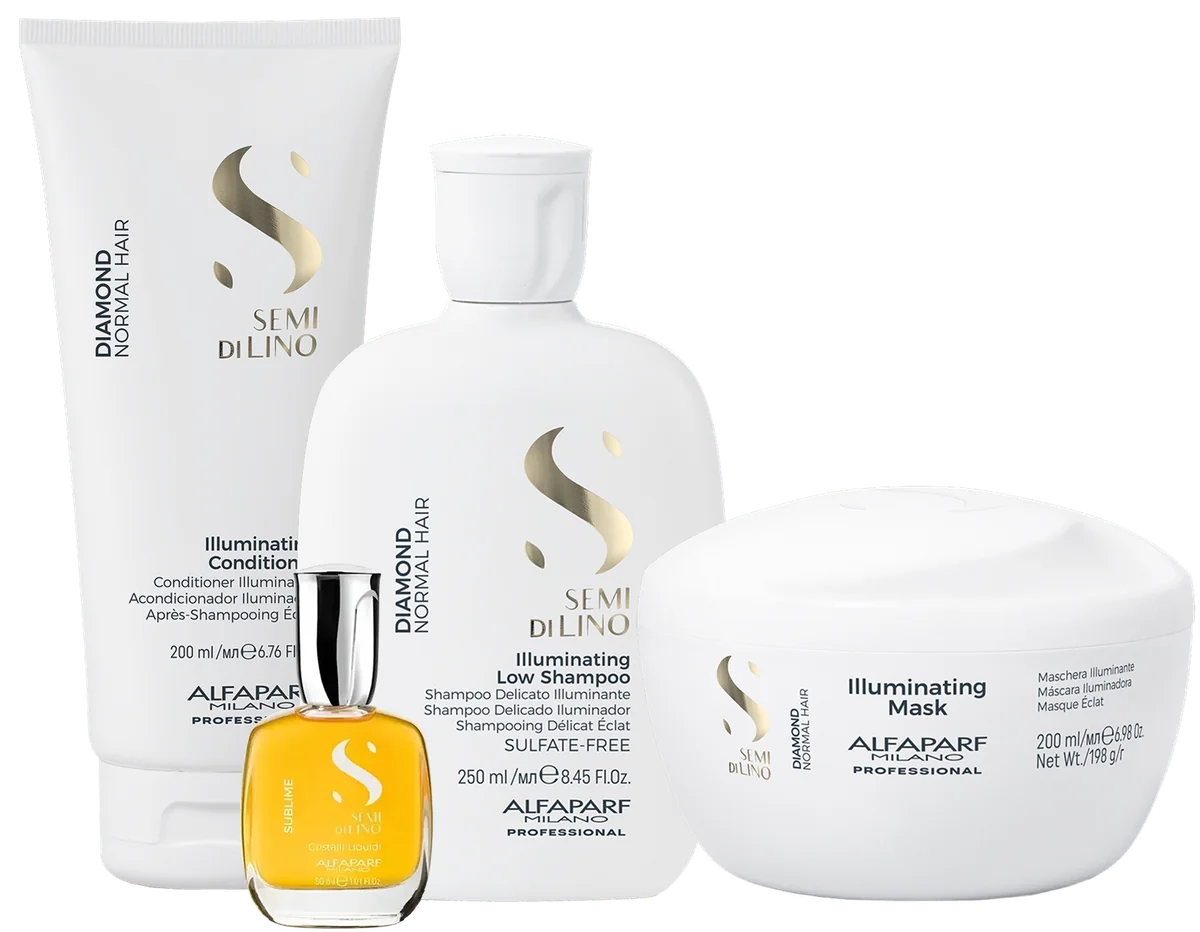 Illuminating Low Shampoo 250ml, Illuminating Conditioner 200ml, Illuminating Mask 200ml, Cristalli Liquidi 30ml