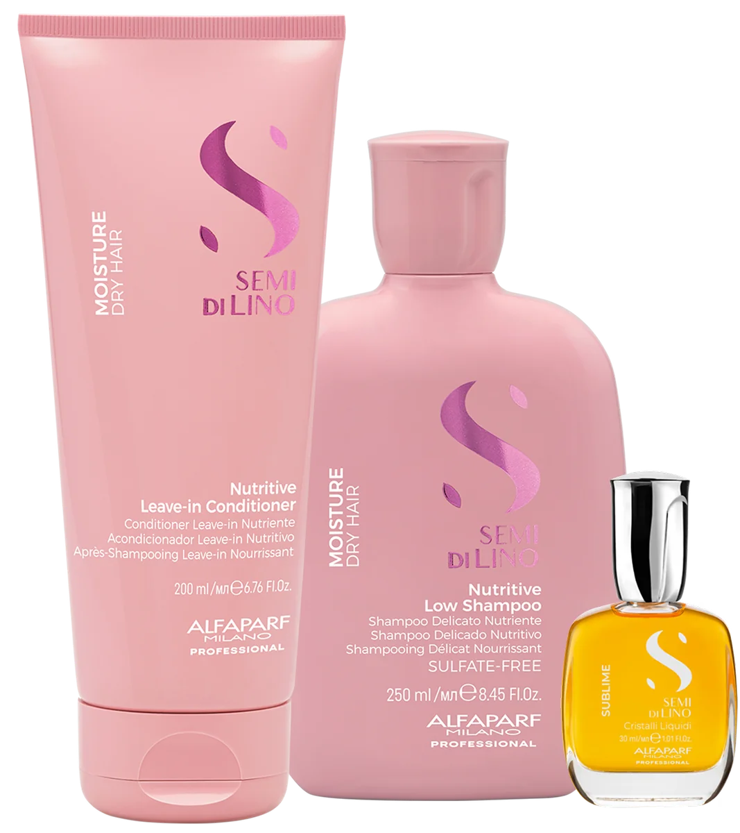 Nutritive Leave-In Conditioner 200ml, Cristalli Liquidi 30ml, Nutritive Low Shampoo 250ml