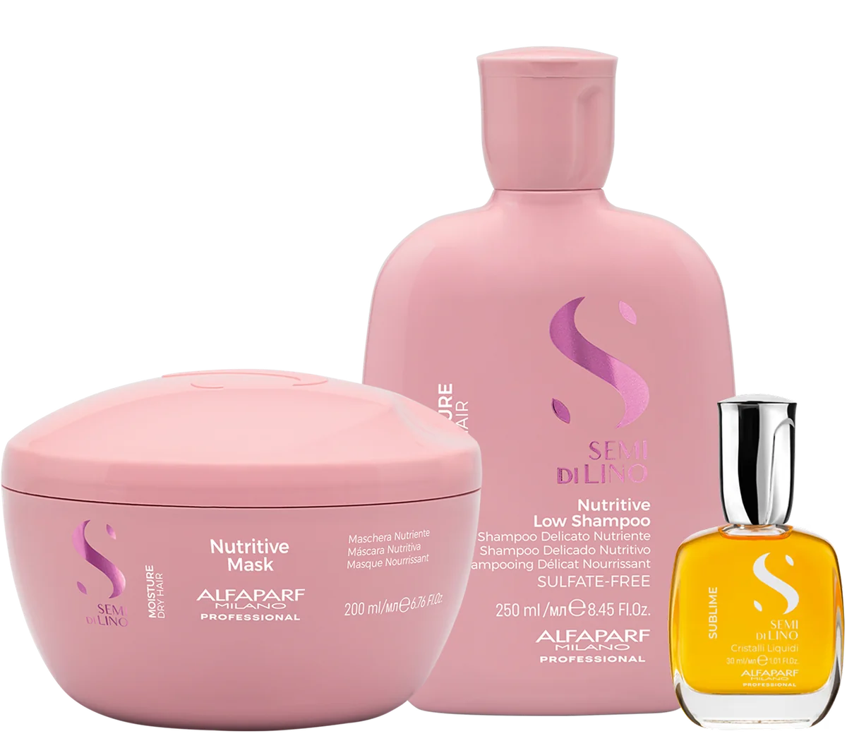 Nutritive Mask 200ml, Cristalli Liquidi 30ml, Nutritive Low Shampoo 250ml