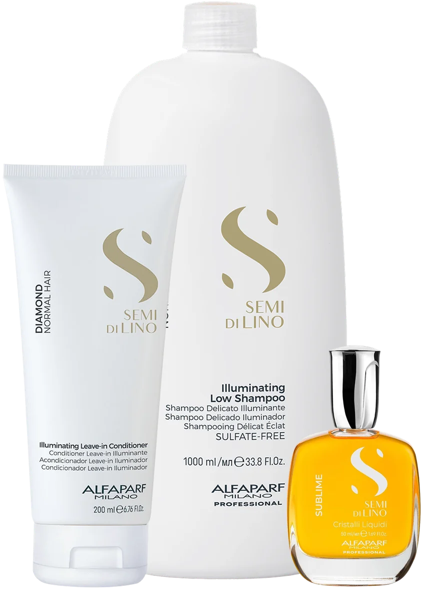 Leave-In Creme para Pentear 200ml, Illuminating Low Shampoo 1000ml, Cristalli Liquidi 50ml