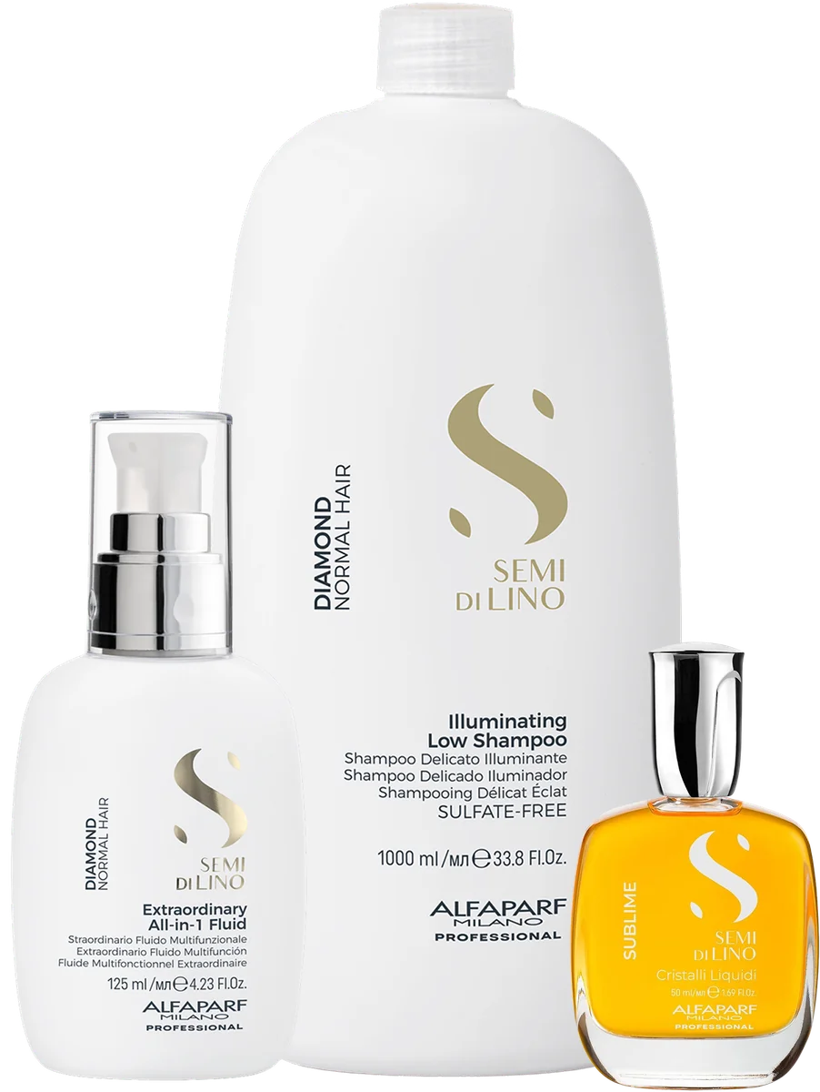 Cristalli Liquidi 50ml, Extraordinary All in One 125ml, Illuminating Low Shampoo 1000ml