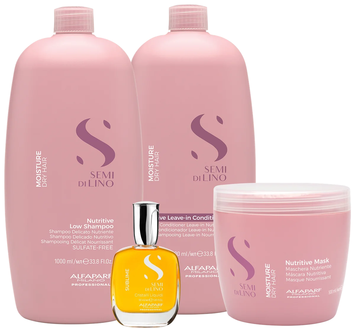 Nutritive Leave-In Conditioner 1000ml, Nutritive Mask 500ml, Cristalli Liquidi 50ml, Nutritive Low Shampoo 1000ml